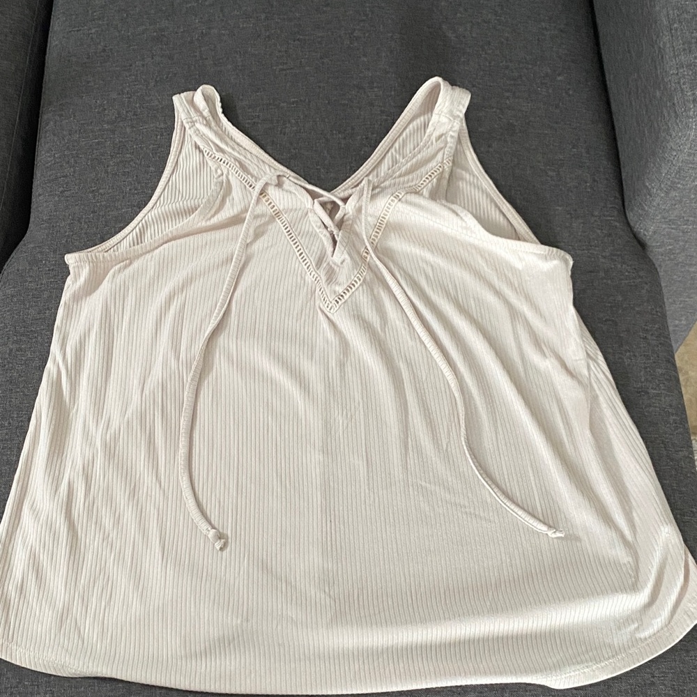 Maurices Cream Lace-Up Tank Top